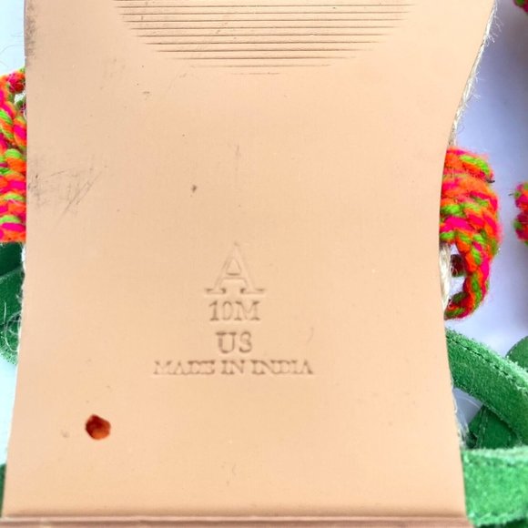 Anthropologie Fringed Rope Sandals Green Suede Boho Tassel Size 10M NWOB - Picture 8 of 14